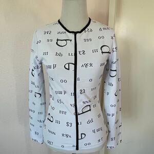 Rayure Paris Graphic Zip Jacket Black White Text Print Size 38 EU